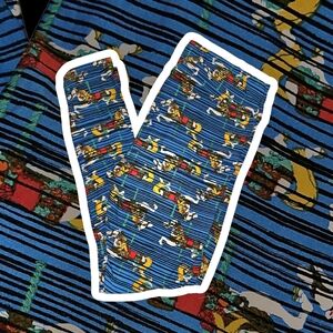 NWT LuLaRoe Carousel Horse Blue Steiped Leggings Size TC